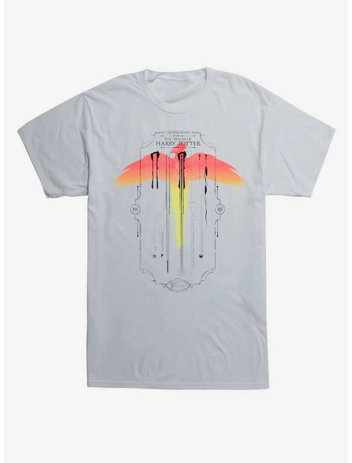 Best Pirce โจ Harry Potter Potter Wand Phoenix Feather Black T-Shirt ๐