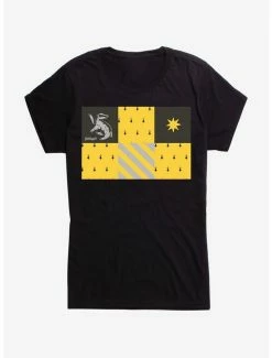 Coupon 💯 Harry Potter Hufflepuff Checkered Patterns 👧 Girls T-Shirt ✔️