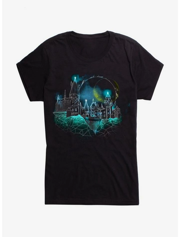 Best deal 🥰 Harry Potter Hogwarts Castle Glow 👧 Girls Royal Blue T-Shirt 👍 - Image 2