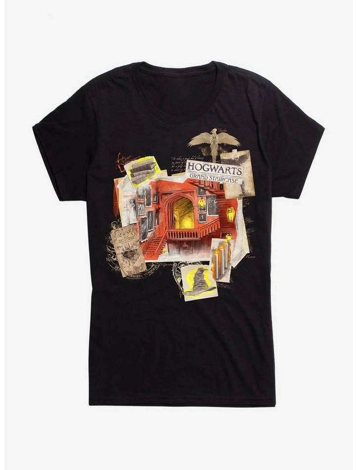 Hot Sale โจ Harry Potter Hogwarts Staircase Collage ๐ง Girls T-Shirt โค๏ธ - Image 2