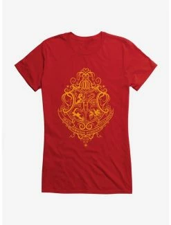 Best Pirce ๐ Harry Potter Hogwarts Shield Yellow Outline ๐ง Girls T-Shirt ๐ฅฐ