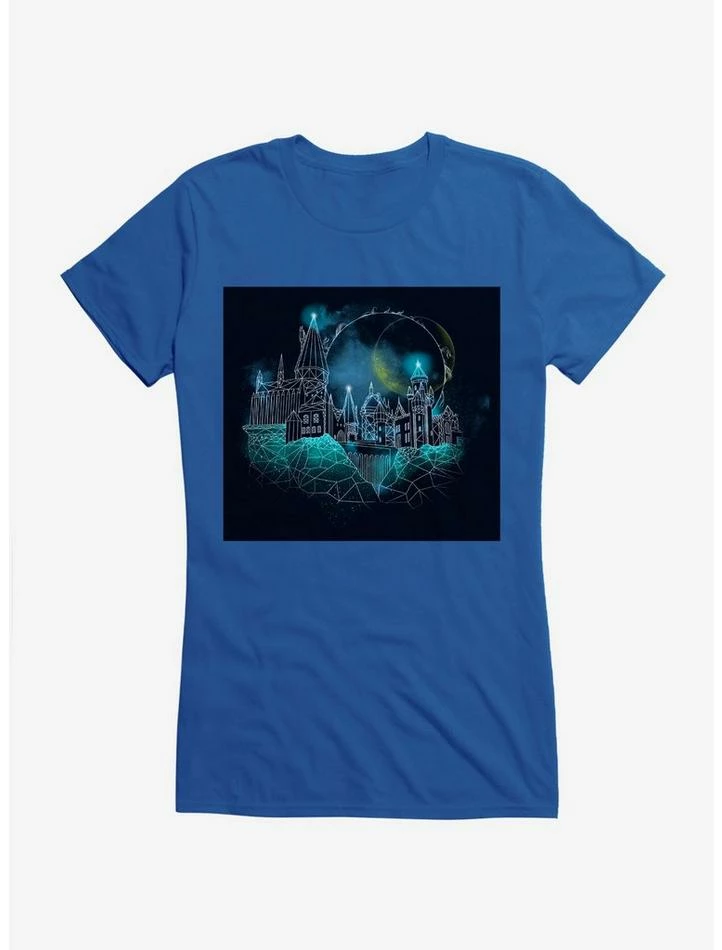 Best deal 🥰 Harry Potter Hogwarts Castle Glow 👧 Girls Royal Blue T-Shirt 👍 - Image 5