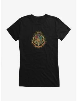 Deals 🥰 Harry Potter Color Hogwarts Shield 👧 Girls T-Shirt 🥰