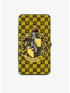 Best Sale 😍 Harry Potter Hufflepuff Crest Heraldry Checkers Hinged Wallet ❤️