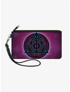 Outlet ๐ฅฐ Harry Potter Deathly Hallows Symbol2 Black Neon Pink Blue Wallet Canvas Zip Clutch ๐