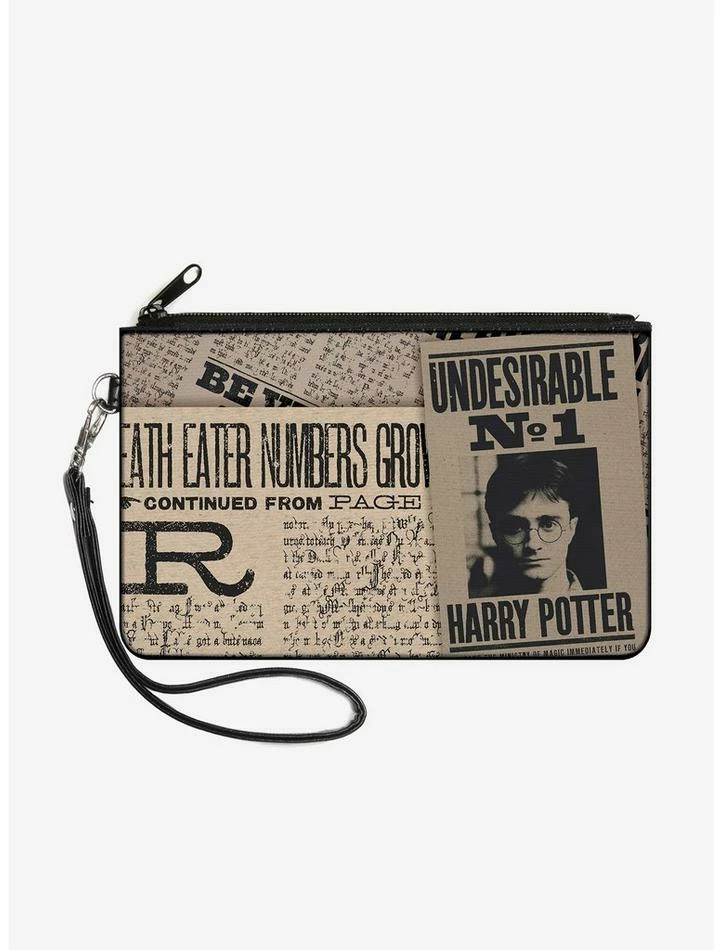 Budget ๐ฅฐ Harry Potter Newspaper Headlines Undesirable No 1 Wallet Canvas Zip Clutch ๐