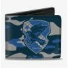 Hot Sale 🎉 Harry Potter Ravenclaw Crest Camo Blue Bi-fold Wallet ⌛