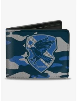 Hot Sale 🎉 Harry Potter Ravenclaw Crest Camo Blue Bi-fold Wallet ⌛