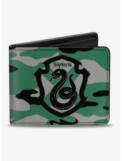 Buy ✨ Harry Potter Slytherin Crest Camo Green Bi-fold Wallet 🧨