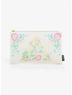 Buy ๐ Loungefly Harry Potter Deathly Hallows Gold Floral Makeup Bag ๐ฏ