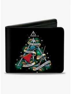 Discount 👍 Harry Potter The Deathly Hallows Tattoo Bifold Wallet 🔥