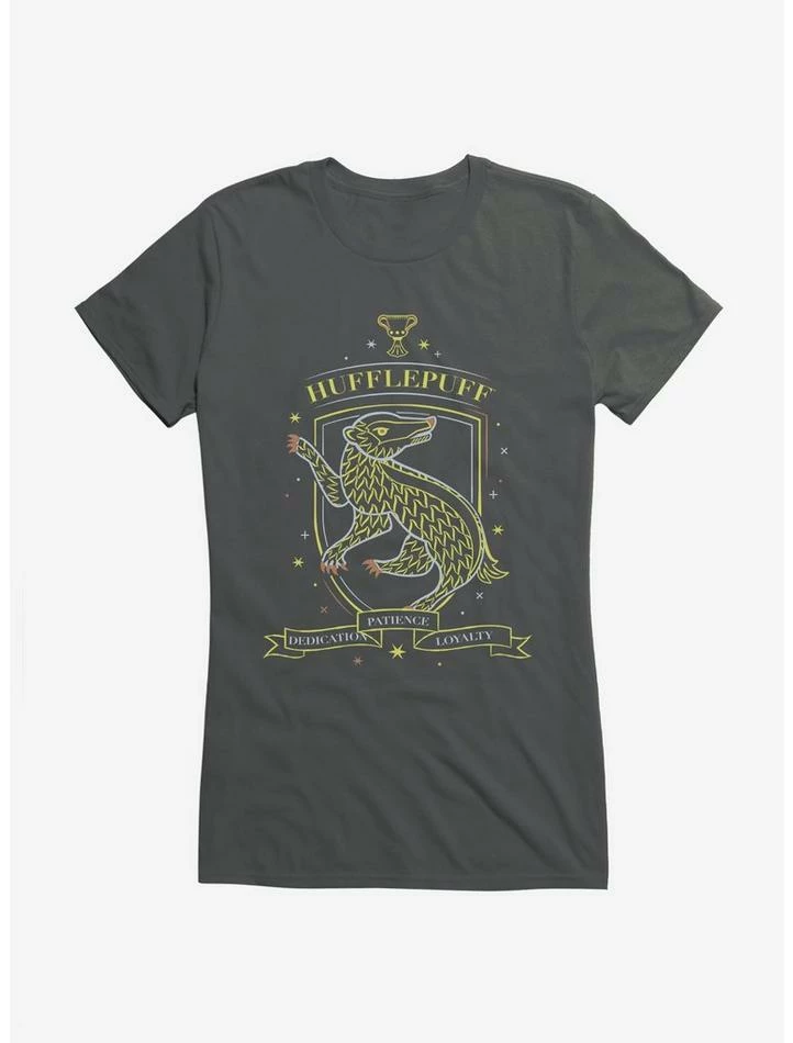 Best Pirce 💯 Hary Potter Hufflepuff Sketch Shield 👧 Girls T-Shirt 👍 - Image 3