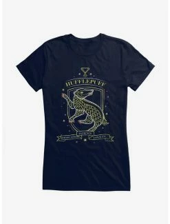 Best Pirce 💯 Hary Potter Hufflepuff Sketch Shield 👧 Girls T-Shirt 👍