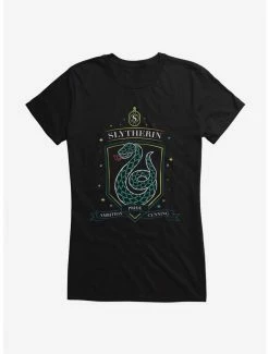 Best Sale 😀 Harry Potter Slytherin Sketch Shield 👧 Girls T-Shirt 🌟