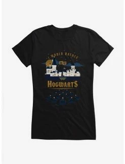 Best Sale ⭐ Harry Potter I Would Rather Be In Hogwarts 👧 Girls T-Shirt 💯