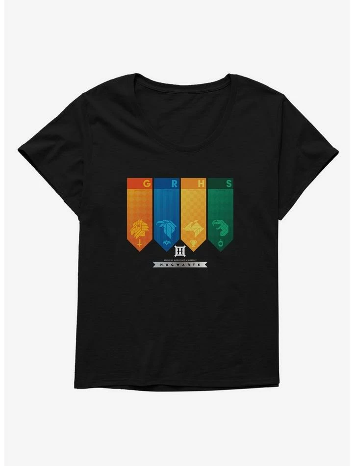 Flash Sale 🛒 Harry Potter Hogwarts Houses Banners 👧 Girls T-Shirt Plus Size 🥰 - Image 2