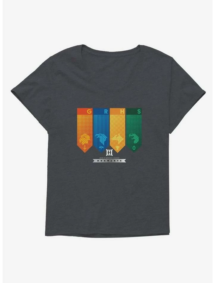 Flash Sale 🛒 Harry Potter Hogwarts Houses Banners 👧 Girls T-Shirt Plus Size 🥰 - Image 3