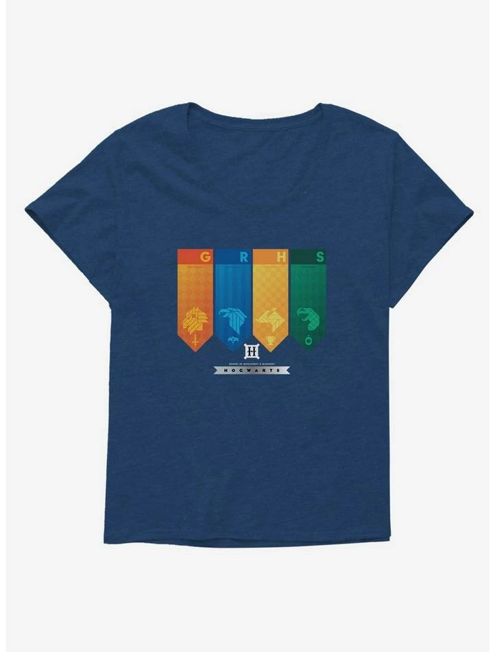 Flash Sale 🛒 Harry Potter Hogwarts Houses Banners 👧 Girls T-Shirt Plus Size 🥰
