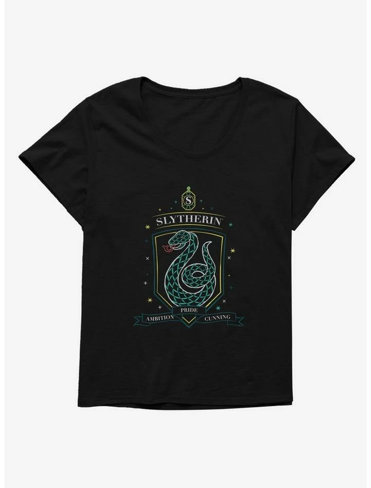 Promo ⌛ Harry Potter Sketched Slytherin Crest 👧 Girls T-Shirt Plus Size 🤩