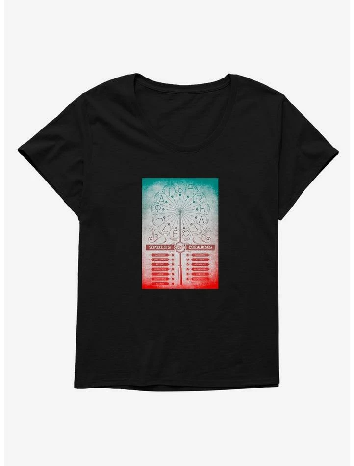 Top 10 โญ Harry Potter Spells & Charms Poster ๐ง Girls T-Shirt Plus Size ๐ - Image 2