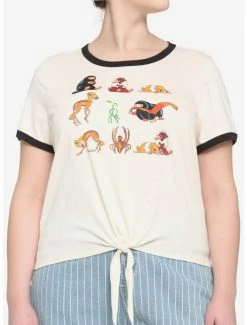 Outlet 🎁 Fantastic Beasts: The Secrets Of Dumbledore Beasts Tie-Front 👧 Girls Ringer T-Shirt Plus Size 🧨