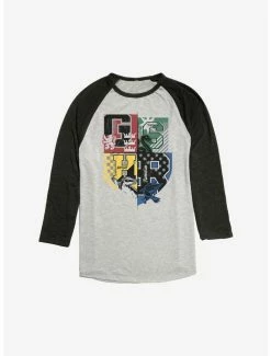 New ⌛ Harry Potter The 4 School Emblem Raglan 😀