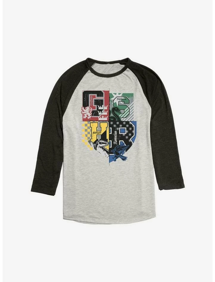 New โ Harry Potter The 4 School Emblem Raglan ๐