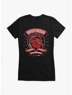 Hot Sale 🤩 Harry Potter Gryffindor House Patch Art 👧 Girls T-Shirt 👏