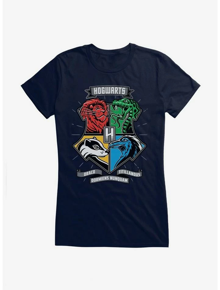 Coupon 😉 Harry Potter Hogwarts Houses Patch Art 👧 Girls T-Shirt 💯 - Image 4
