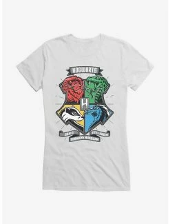 Coupon 😉 Harry Potter Hogwarts Houses Patch Art 👧 Girls T-Shirt 💯