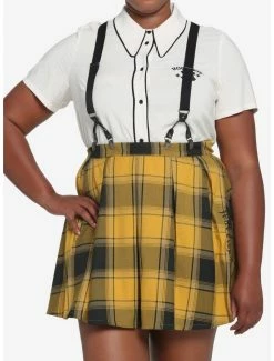 New 💯 Harry Potter Hufflepuff Pleated Suspender 👗 Skirt Plus Size 😀