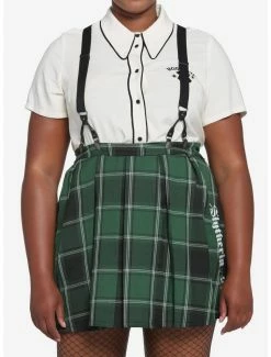 Deals 😍 Harry Potter Slytherin Pleated Suspender 👗 Skirt Plus Size 🔔