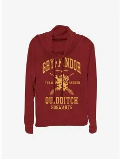 Cheap 🎉 Harry Potter Gryffindor Quidditch Seeker 👧 Girls Cowl Neck Long Sleeve Top 😍