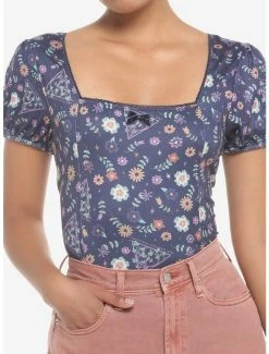 Brand new ✨ Harry Potter Deathly Hallows Floral Square Neck 👧 Girls Top 😍