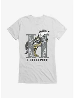 Top 10 🔥 Harry Potter Hufflepuff Classic Geometric Letter 👧 Girls T-Shirt 🥰