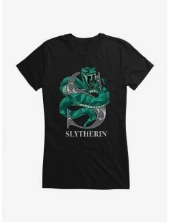 Cheapest 😉 Harry Potter Slytherin Classic Geometric Letter 👧 Girls T-Shirt 😀