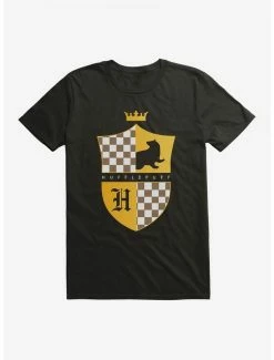 New ❤️ Harry Potter Hufflepuff 🧥 Coat Of Arms T-Shirt ✨