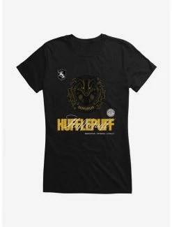 Hot Sale ⌛ Harry Potter Hufflepuff Seal Motto 👧 Girls T-Shirt 😀