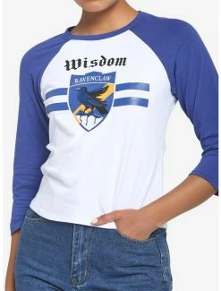 New 😍 Harry Potter Ravenclaw Varsity 👧 Girls Crop Raglan T-Shirt ⭐