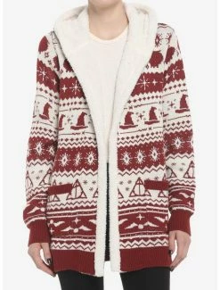 Top 10 👍 Harry Potter Fair Isle Sherpa 👧 Girls Open Cardigan Sweater 🧨