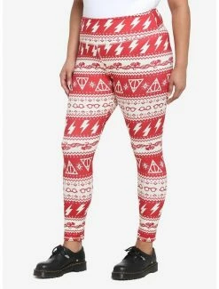 Budget 🔥 Harry Potter Icon Holiday Fair Isle Leggings Plus Size 😀