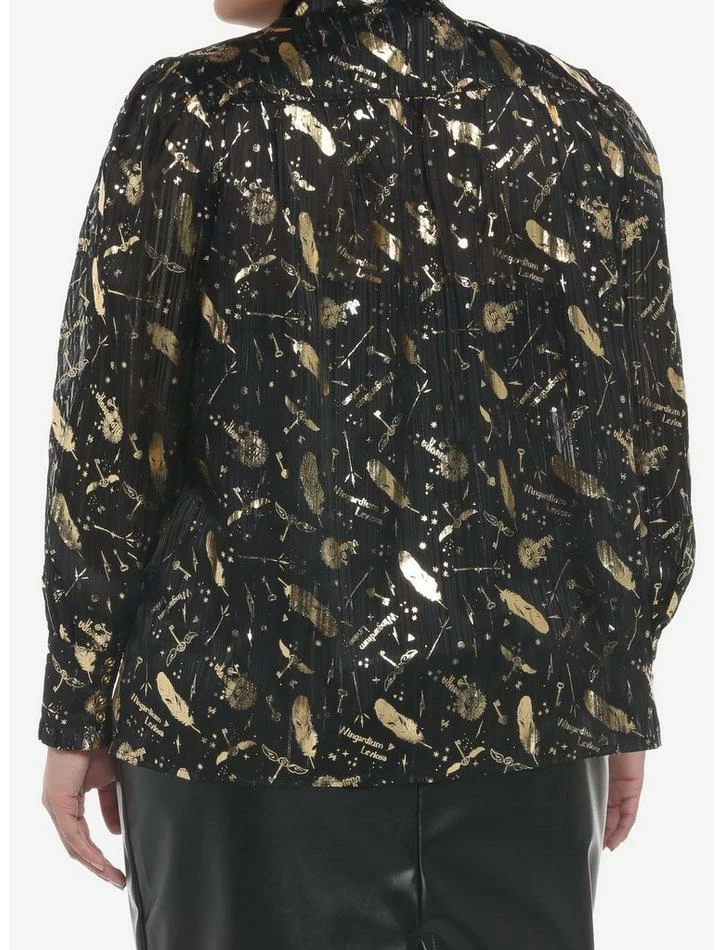 Cheap 😀 Harry Potter Spell Icons 👧 Girls Long-Sleeve Woven Button-Up Plus Size 🔔 - Image 3