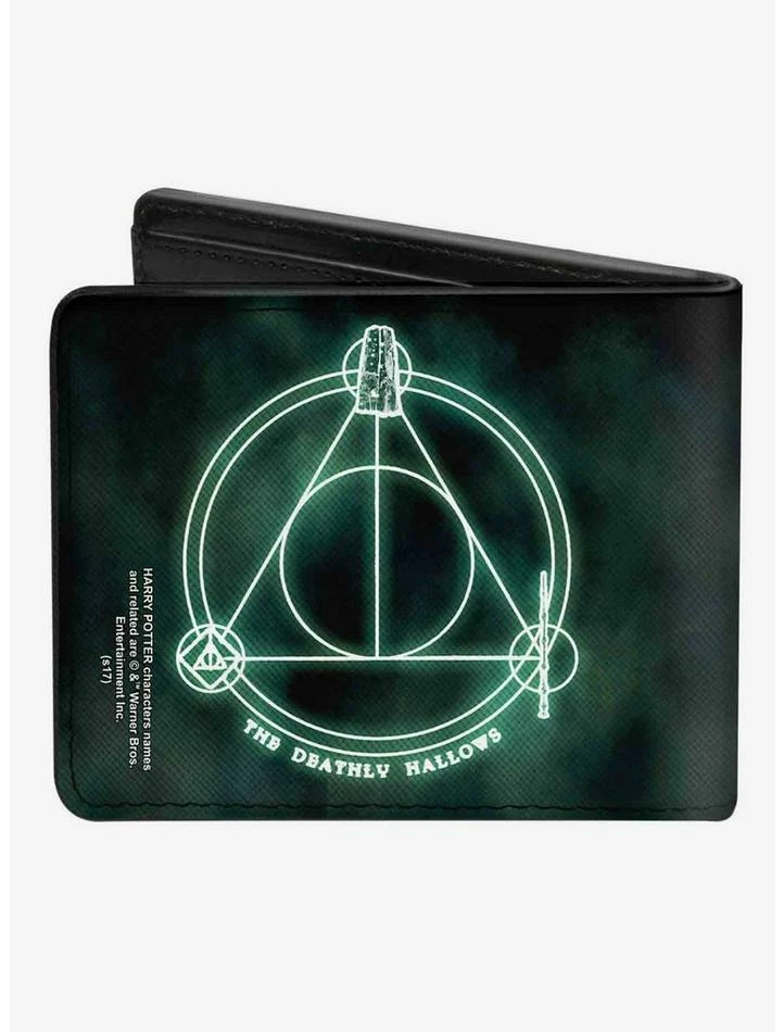 Outlet ๐ Harry Potter The Deathly Hallows Cloak Stone Wand Trinity Bifold Wallet ๐ - Image 2