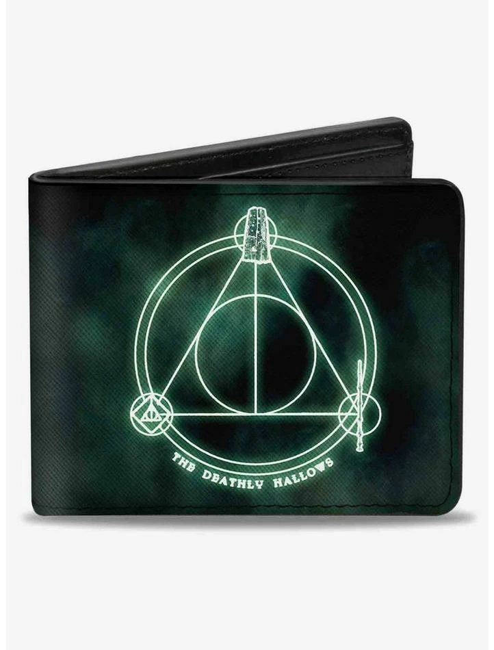 Outlet ๐ Harry Potter The Deathly Hallows Cloak Stone Wand Trinity Bifold Wallet ๐