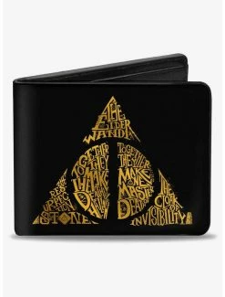 Promo โญ Harry Potter The Deathly Hallows Wand Stone Cloak Master of Death Symbol Bifold Wallet ๐