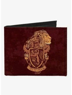 Discount ๐ Harry Potter Gryffindor Lion Crest Determination Bravery Courage Banner Canvas Bifold Wallet ๐