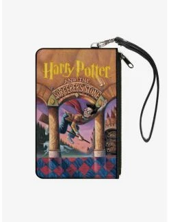 Outlet ✔️ Harry Potter and The Sorcerers Stone Book Cover Drawing Canvas Zip Clutch Wallet 🛒