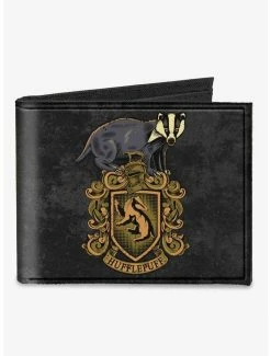 Best reviews of ✨ Harry Potter Hufflepuff Badger Crest Dedication Patience Loyalty Banner Canvas Bifold Wallet 👏