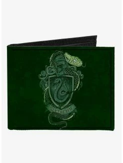 Wholesale 🥰 Harry Potter SlyTherin Serpent Crest Ambition Pride Cunning Banner Canvas Bifold Wallet 🧨