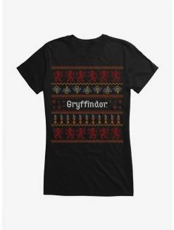 Top 10 ❤️ Harry Potter Gryffindor Ugly 🎅 Christmas Pattern 👧 Girls T-Shirt 🔥